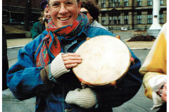 Drumming at a peace rally in Halifax
